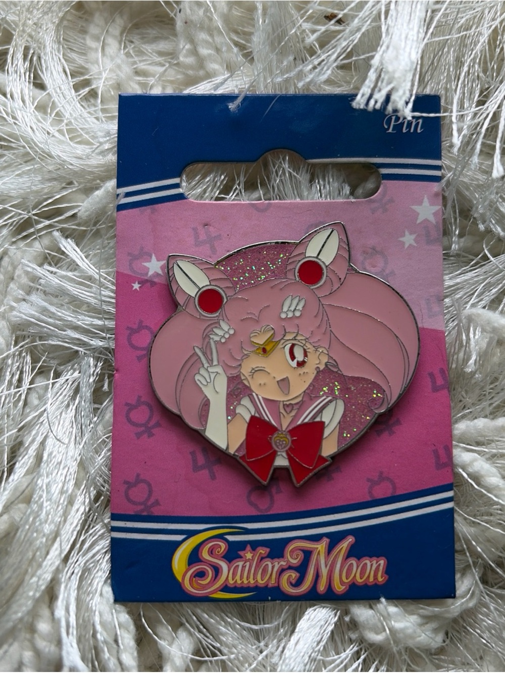 Sailor Moon Chibi Moon Chibiusa Enamel Glitter Pin - Pink